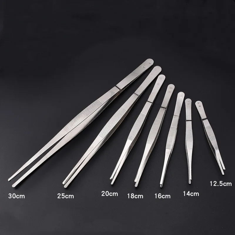 

5pcs/10pcs Stainless Steel Straight Tweezer Thicken Medical Round-head Surgical Tweezer 12.5/14/16/18/20/25/30cm for Laboratory
