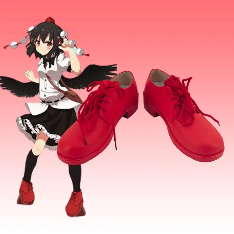 Фото Обувь для косплея Touhou Project Shameimaru Aya, красные туфли, обувь для карнавала, вечеринки, Хэллоуина, обувь ручной работы из искусственной кожи №1