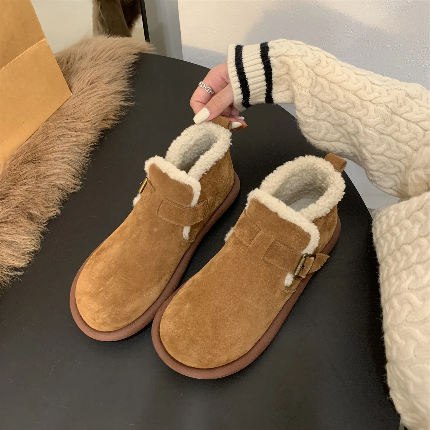 

Loafers Fur Shoes Woman Comfortable And Elegant Slip-on Round Toe Autumn Female Footwear Casual Sneaker Slip On New Fall Dress