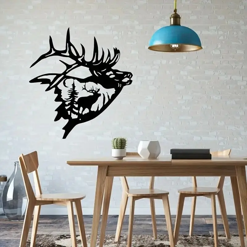 

Elk Forest Metal Crafts Christmas Indoor Living Room Wall Decorations Modern Simple Elk Art Animal Metal Murals