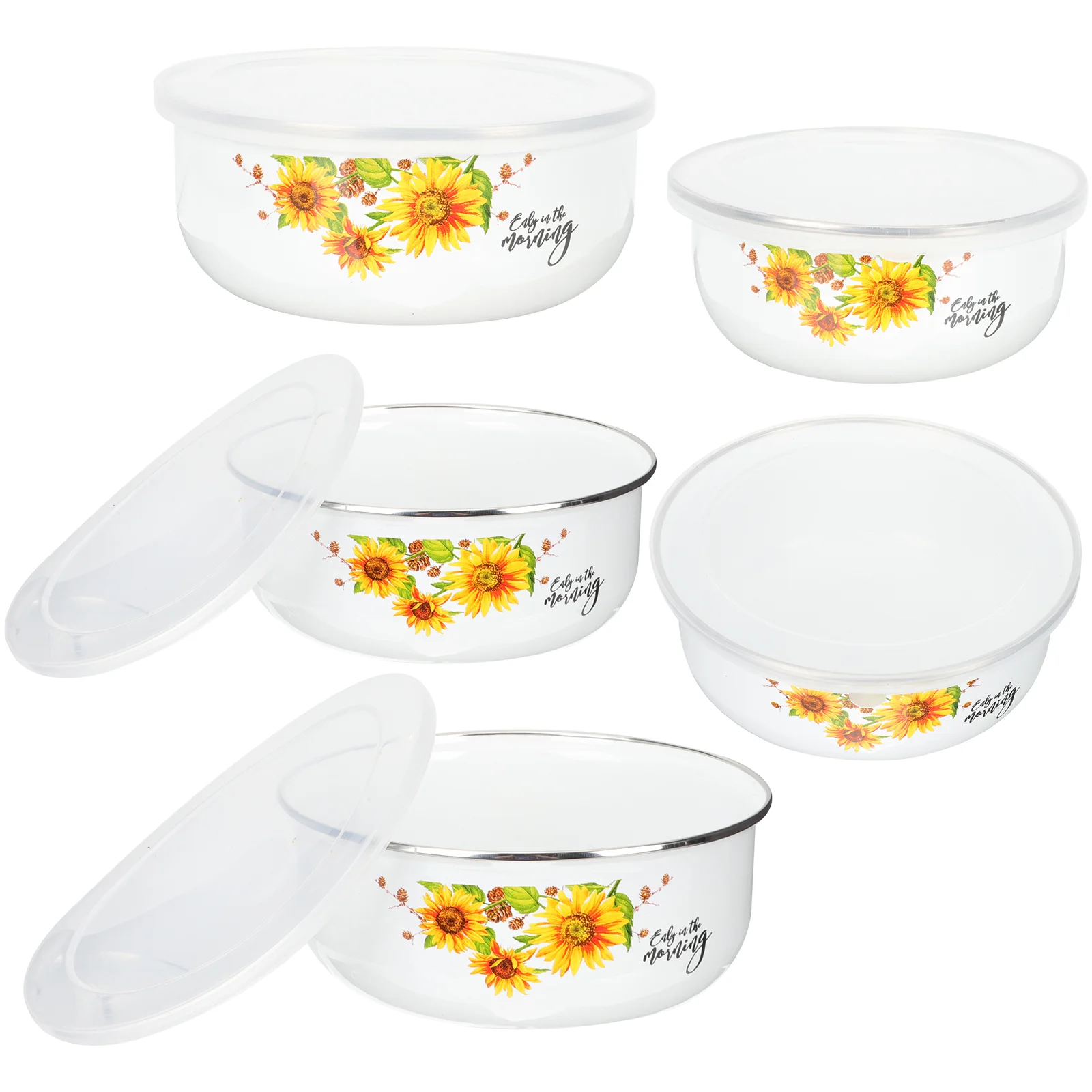

Bowl Bowls Salad Mixing Enamel Noodle Soup Kitchen Instant Ceramic Lids Lid Rice Container Basin Camping Fresh Egg Keeping Box