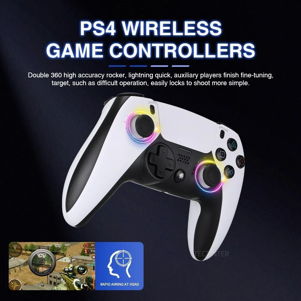 

With 6-Axis Double Vibration Wireless Controller For PS4 Elite/Slim/Pro For Switch Gamepad for PC for Andriod for IOS Joystick