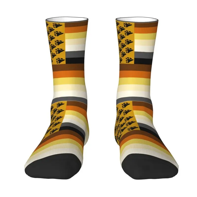 

Novelty Printing GLBT American Bear Flag Socks for Women Men Stretch Summer Autumn Winter Gay Pride Paw Crew Socks