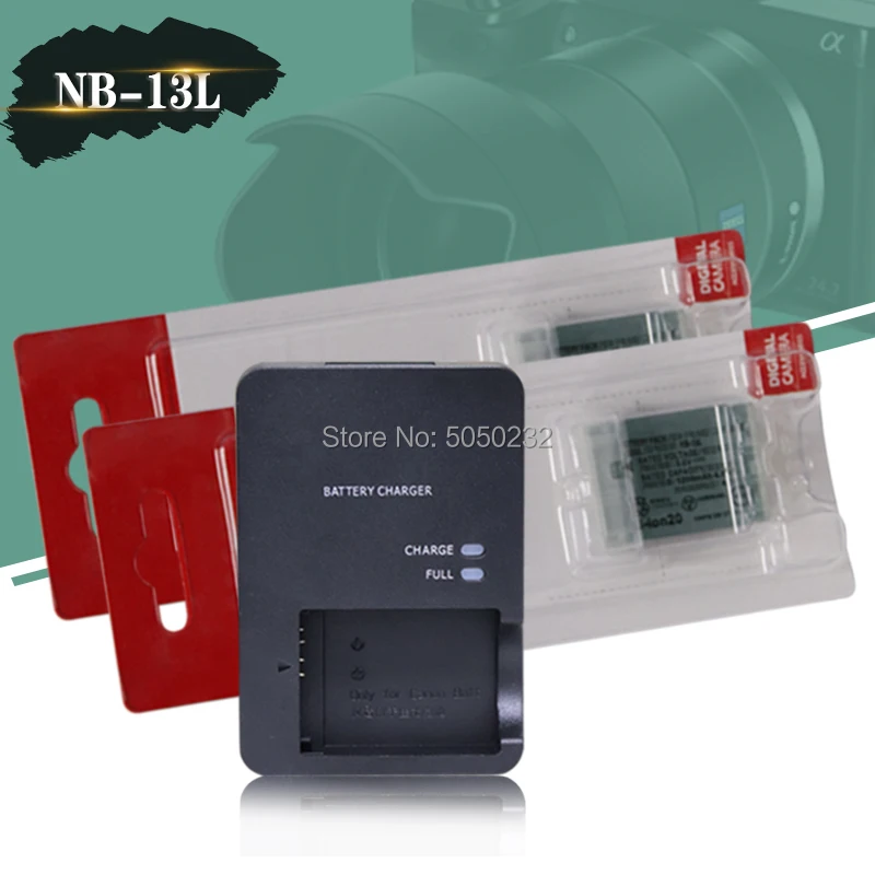 

2pcs 3.6v 1250mAh NB-13L NB13L NB 13L Camera Battery For Durable G7 X Mark II G7X PM165 G5 X G5X+Digital Camera CB-2LHT charger