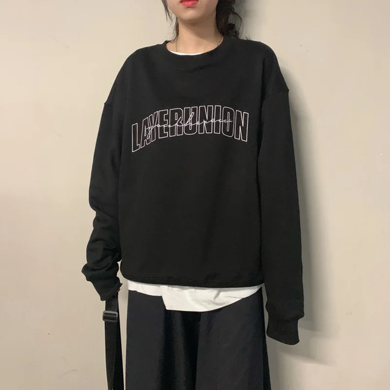 

Тонкий просторный Топ для студентов, женский свитер, Женский пуловер в стиле Харадзюку на весну и осень