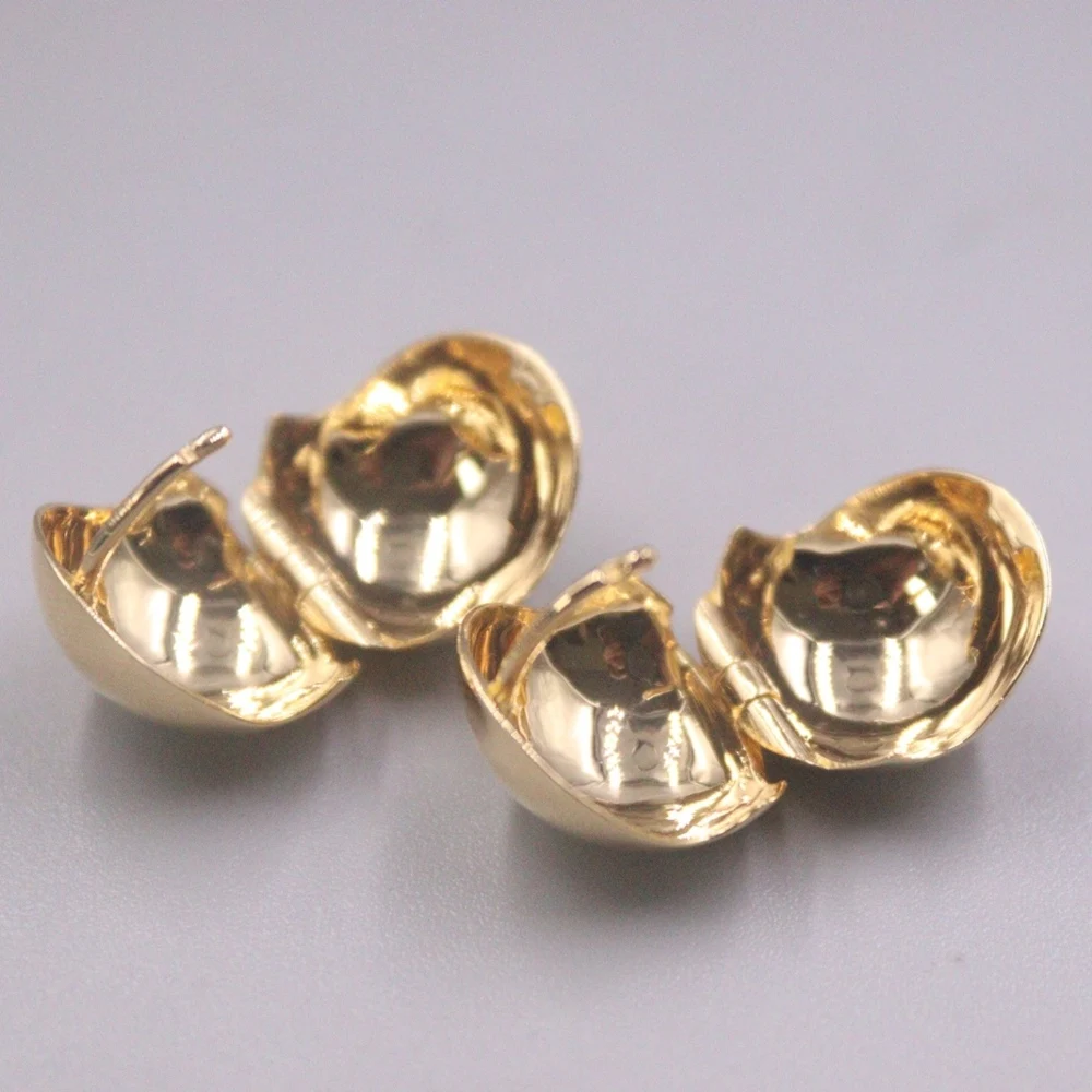 Женские серьги-гвоздики из настоящего чистого желтого золота 18 карат подарок на