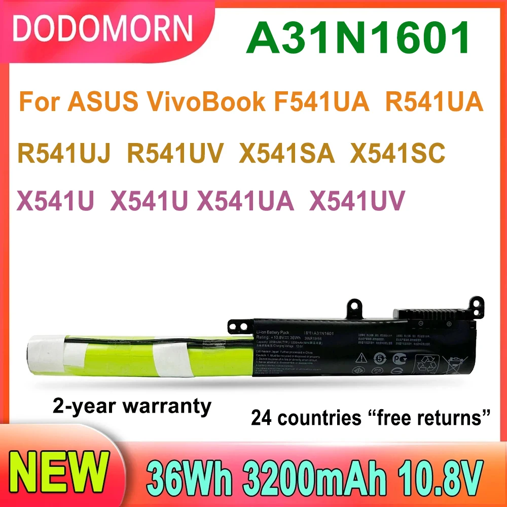 DODOMORN A31N1601 Аккумулятор для ноутбука ASUS VivoBook F541UA R541UA R541UJ R541UV X541SA X541SC X541U X541UA X541UV