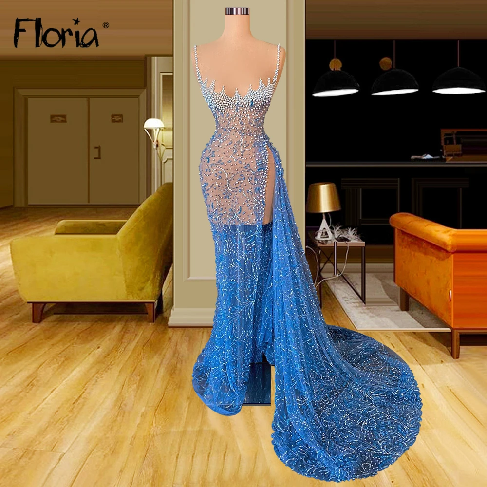 

Роскошное вечернее платье Floria небесно-голубого цвета для женщин, новинка 2022, платья для выпускного вечера с высоким разрезом сбоку и бусинами для женщин, для вечеринок, на заказ