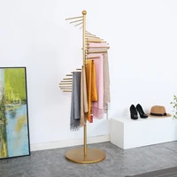 Golden Scarf Shelf Floor Display Rack Creative Hanging Wardrobes Clothing Store Pants Display Rack Round Library Furniture L