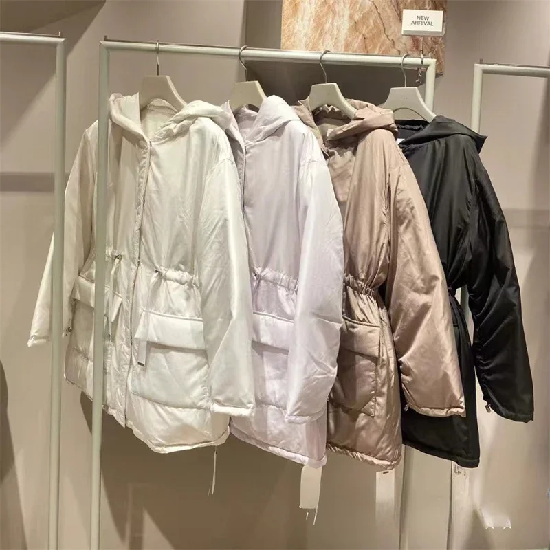 Куртка-пуховик Kuzuwata женская с капюшоном однотонная однобортная парка длинным