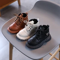 children autumn winter boots 2022 kids casual ankle high top warm simple boots for boy and girls waterproof thick sole platform