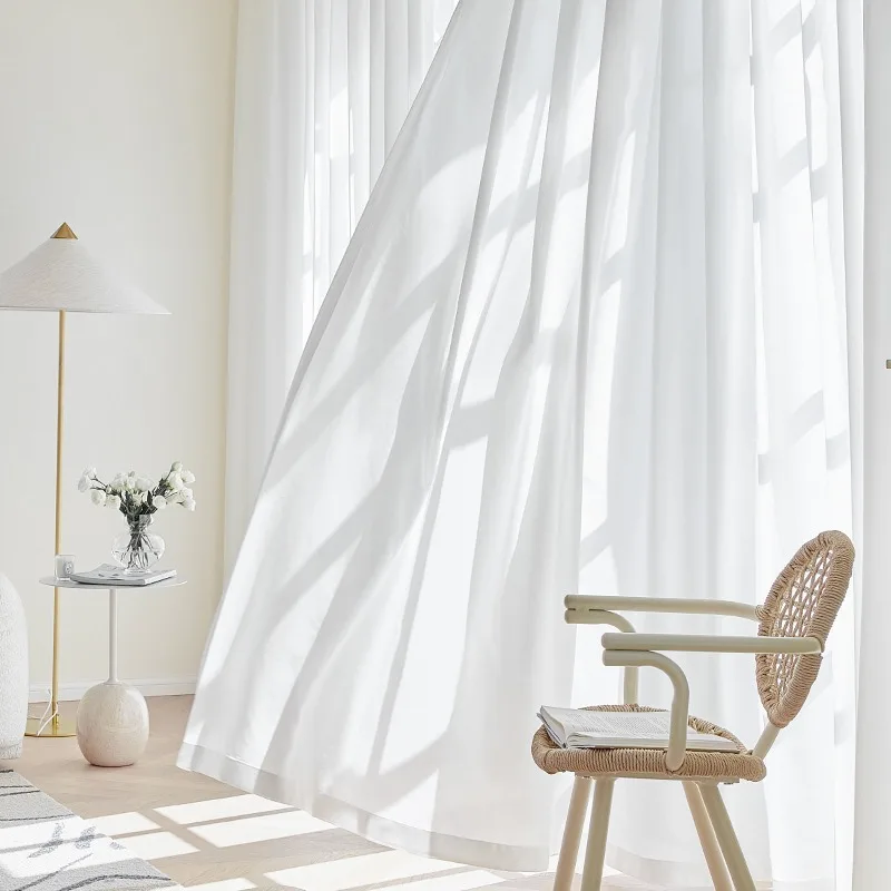 

Voile Curtains, Solid White Yarn Curtain Window Tulle Curtains For Living Room Kitchen Modern Window Treatments