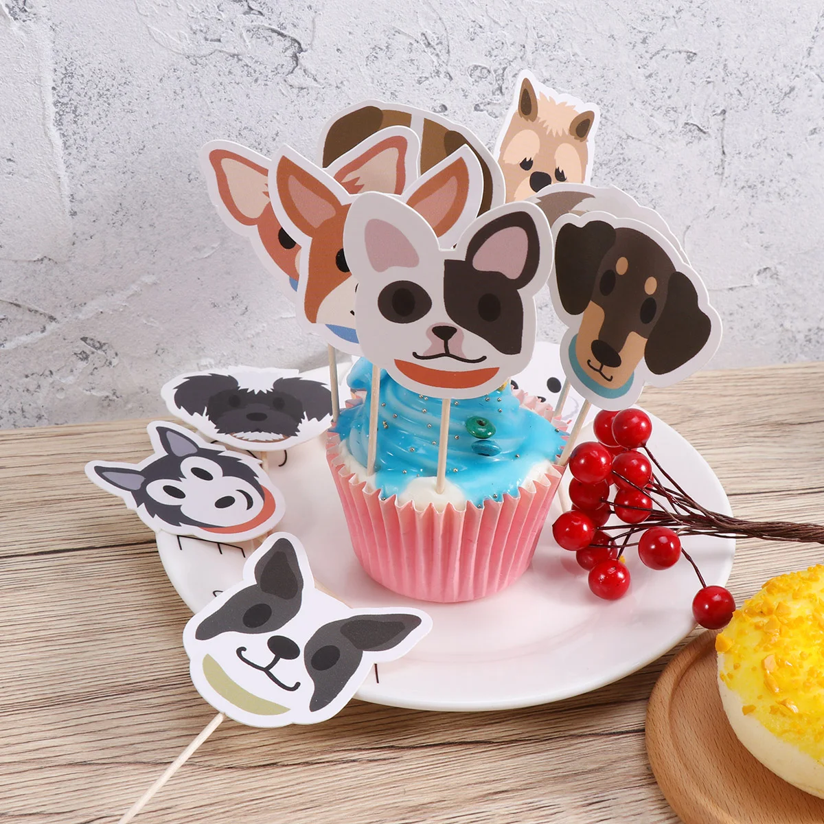 

Birthday Dog Party Decorations Shower Baby Topper Pet Picks Cake Cupcakeinsert Dessert Wedding Lovely Favors Paper