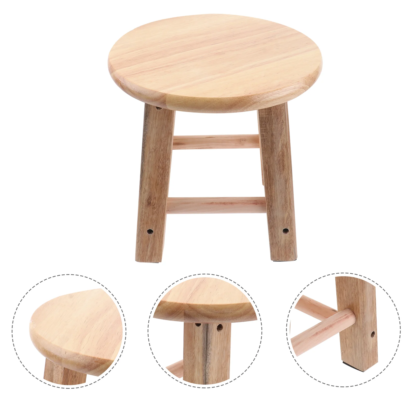 

1Pc Modern Round Wood Low Stool Creative Anti-slip Wood Stool (Wood Color)