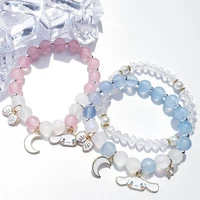 kawaii sanrio cinnamoroll anime cartoon cute bow pendant crystal beaded girlfriends bracelet gift for friends toys for girls