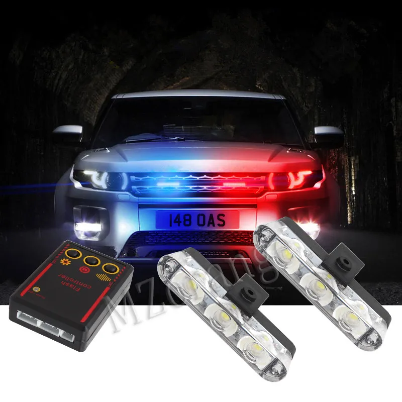 

2 Pcs 3 Leds Car LED Police Lights Fso Flasher Auto Strobe Warning Lamp Ambulance 12V Stroboscopes Truck Lamp Flashing Light