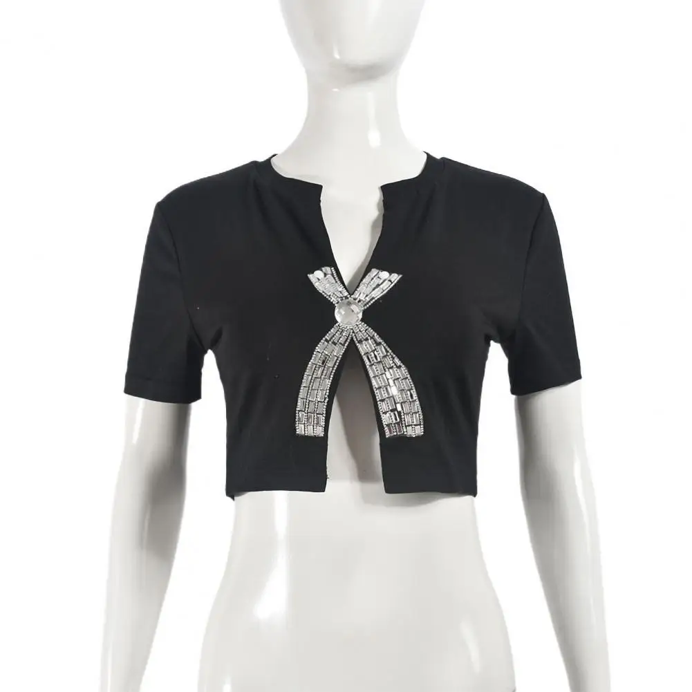 Летние сексуальные укороченные топы с бантом Лидер продаж футболки украшением