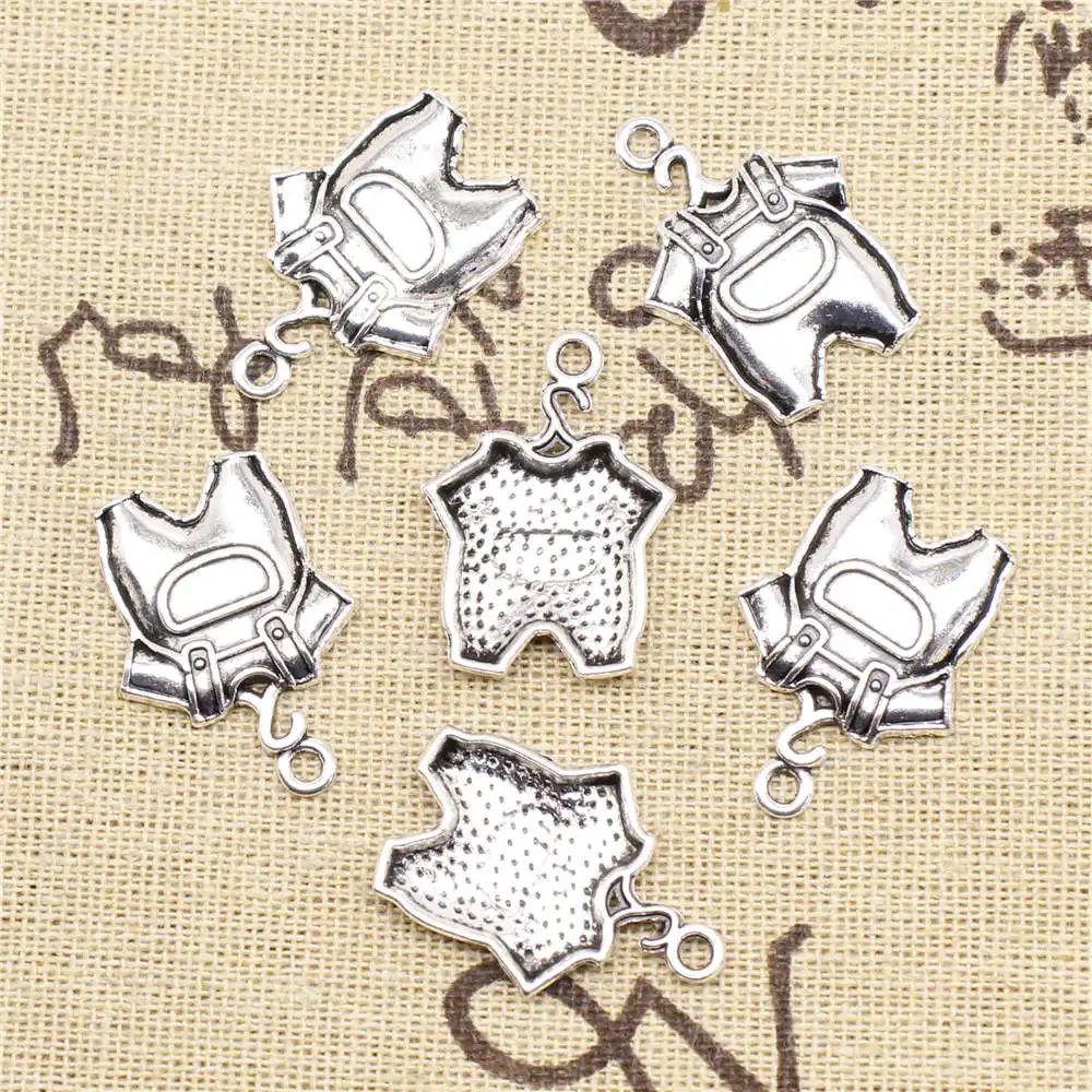 

Clothes Charms For Bracelets Pendants Jewelry Making Make Accessories 20X28mm Antique Silver Color 20 Pieces