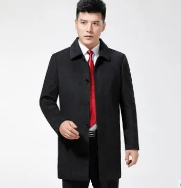 

2023HOT Winter new long woolen woolen overcoat men's coat middle aged brand cashmere overcoat father's clothes