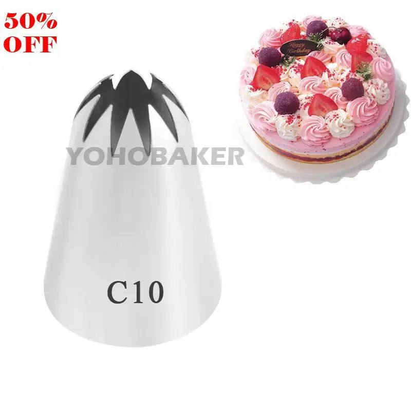 

1PCS #C10 Large Icing Piping Nozzles Russian Nozzles Pastry Tips Cookies Cake Decorating Tools Tips Cream Fondant Pastry Nozzles