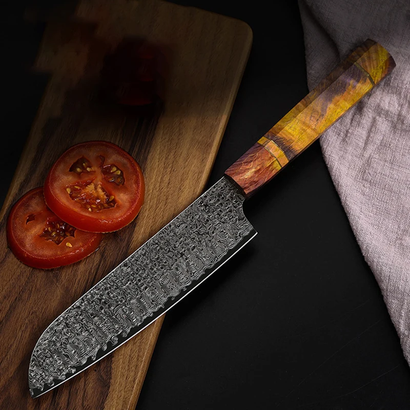 

Cleaver Damascus Knife 67 Layers Damascus VG10 Steel 7.5 Inch Sharp Slicing Meat Fish Barbecue Japanese Santoku Kitchen Knives