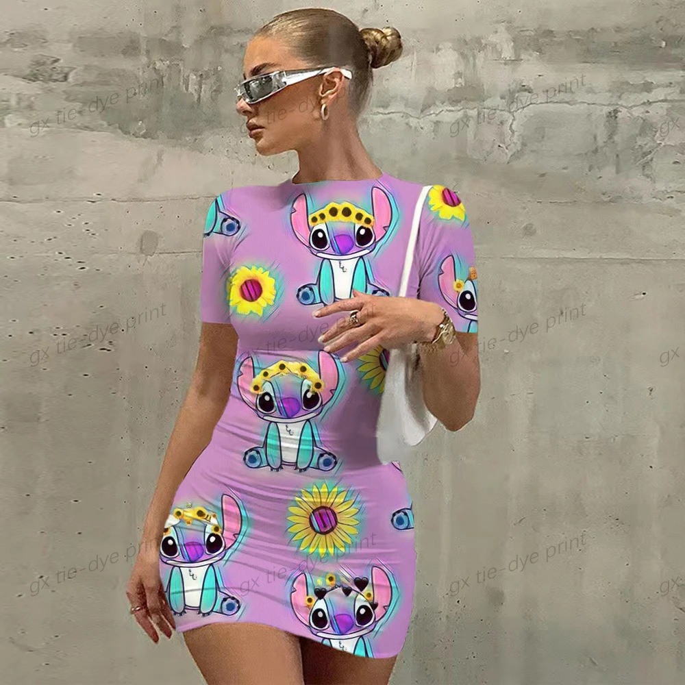 

2023 сексуальное облегающее платье с принтом в стиле Диснея, летнее модное пляжное платье с сумкой на бедрах, женское Повседневное платье