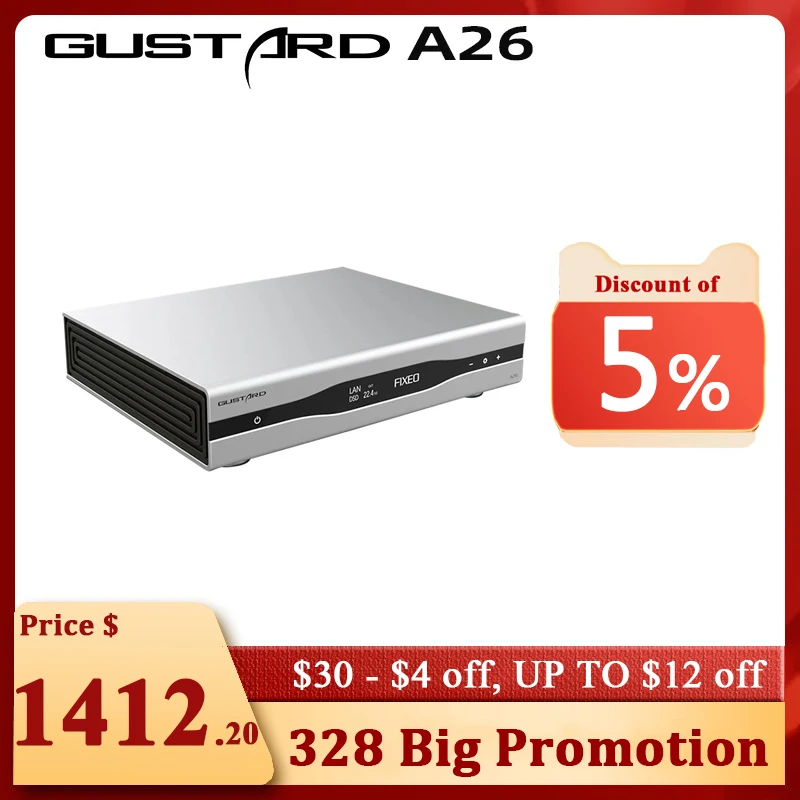 

Gustard A26 MQA Decoder Dual AK4499EX & AK4191 Support DSD512 PCM768K MQA384K DAC-A26 With Streamer/Renderer