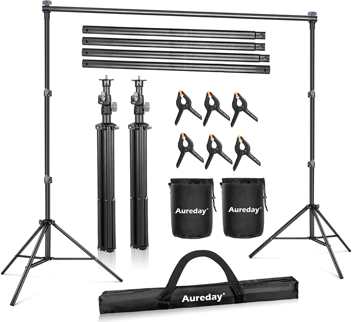 

NEW Aureday Backdrop Stand, 9x10 Feet Adjustable Photo Backdrop Stand for Parties, Heavy Duty Backdrop Stand with Travel Bag, 6
