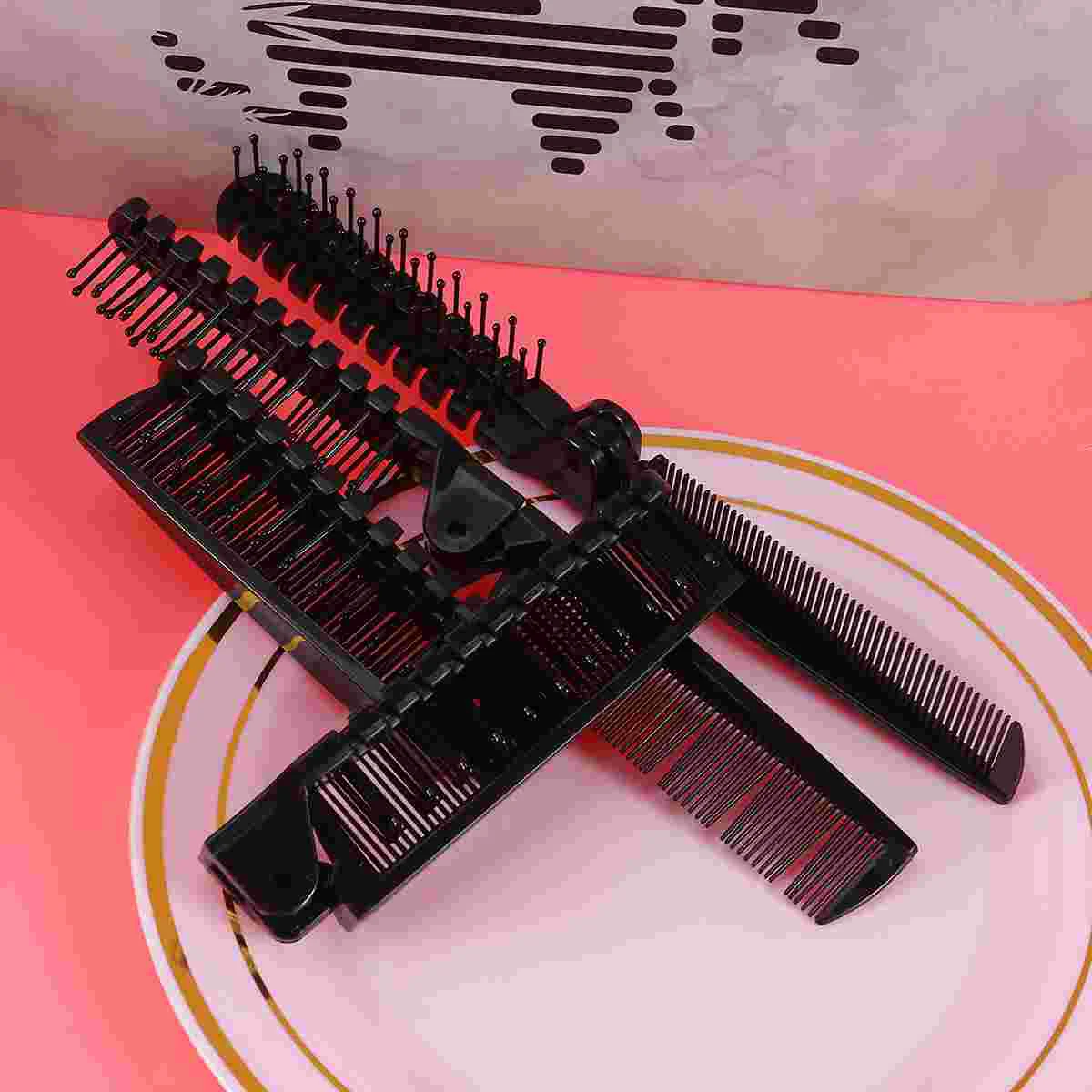 

4pcs Foldable Hair Comb Portable Comb for Home Travel Outdoor (Black)