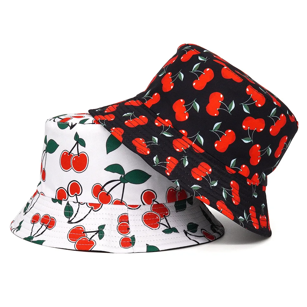 

Men Women Fisherman Hat Cherry Fruit Cotton Bucket Hat Bob Gorros Beach Travel Fisherman Hat