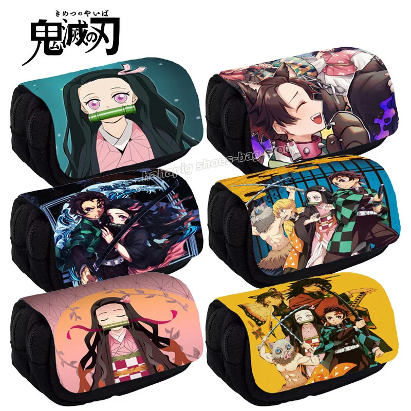 

Demon Slayer Pencil Bag Kamado Nezuko Girl Pencilcase Kamado Tanjirou Boy Stationery Storage Bag Large Capacity Anime Pen Box