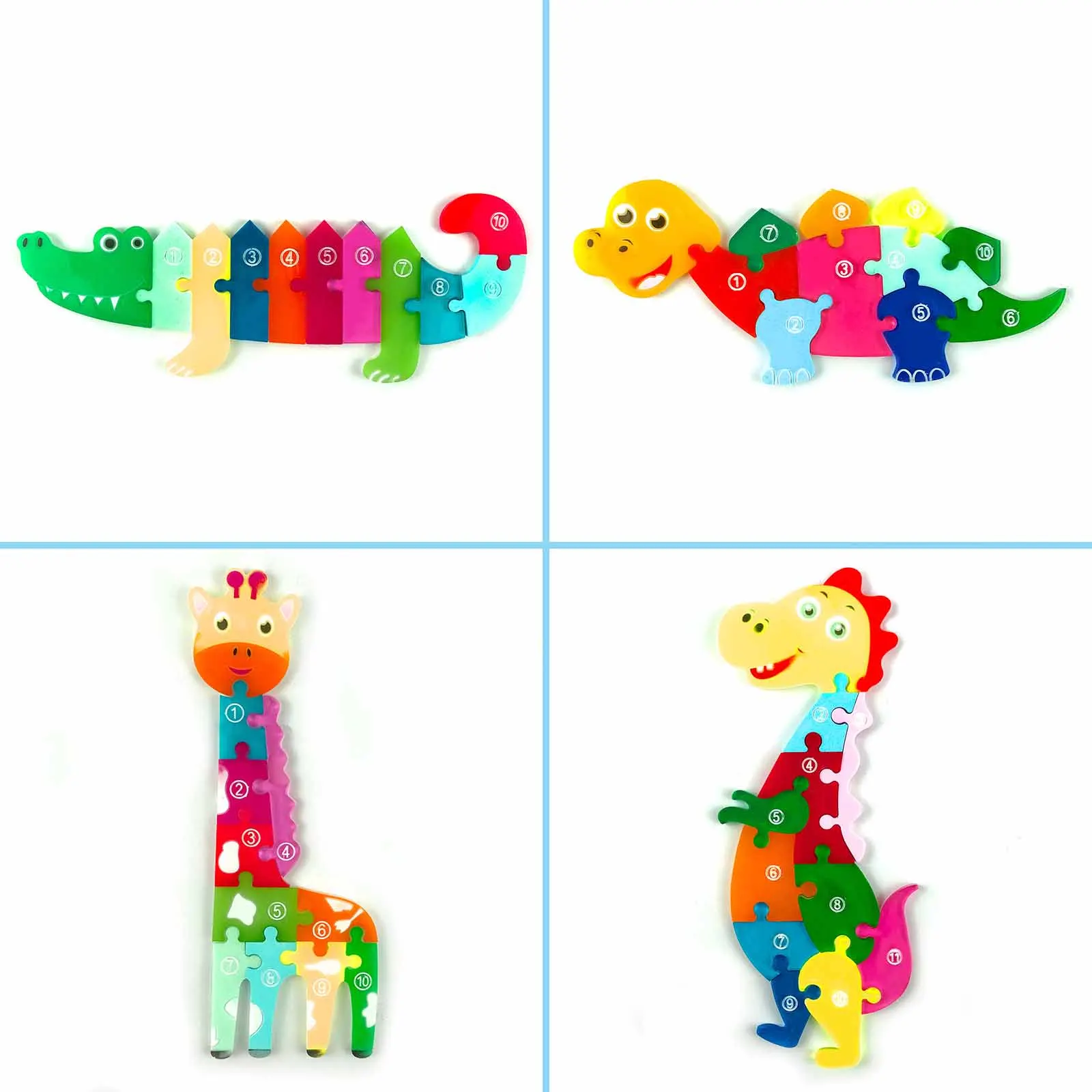 Силиконовая форма пазл с животными и динозаврами Детские пазлы для дошкольников