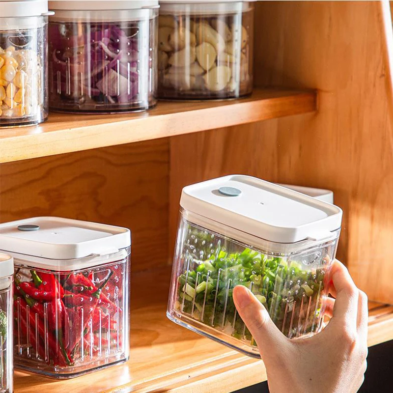 

Food Vacuum Storage Containers Kitchen Storage Refrigerator Sealed Food Grade Ingredient Draining Fresh Keeping Storage Containe