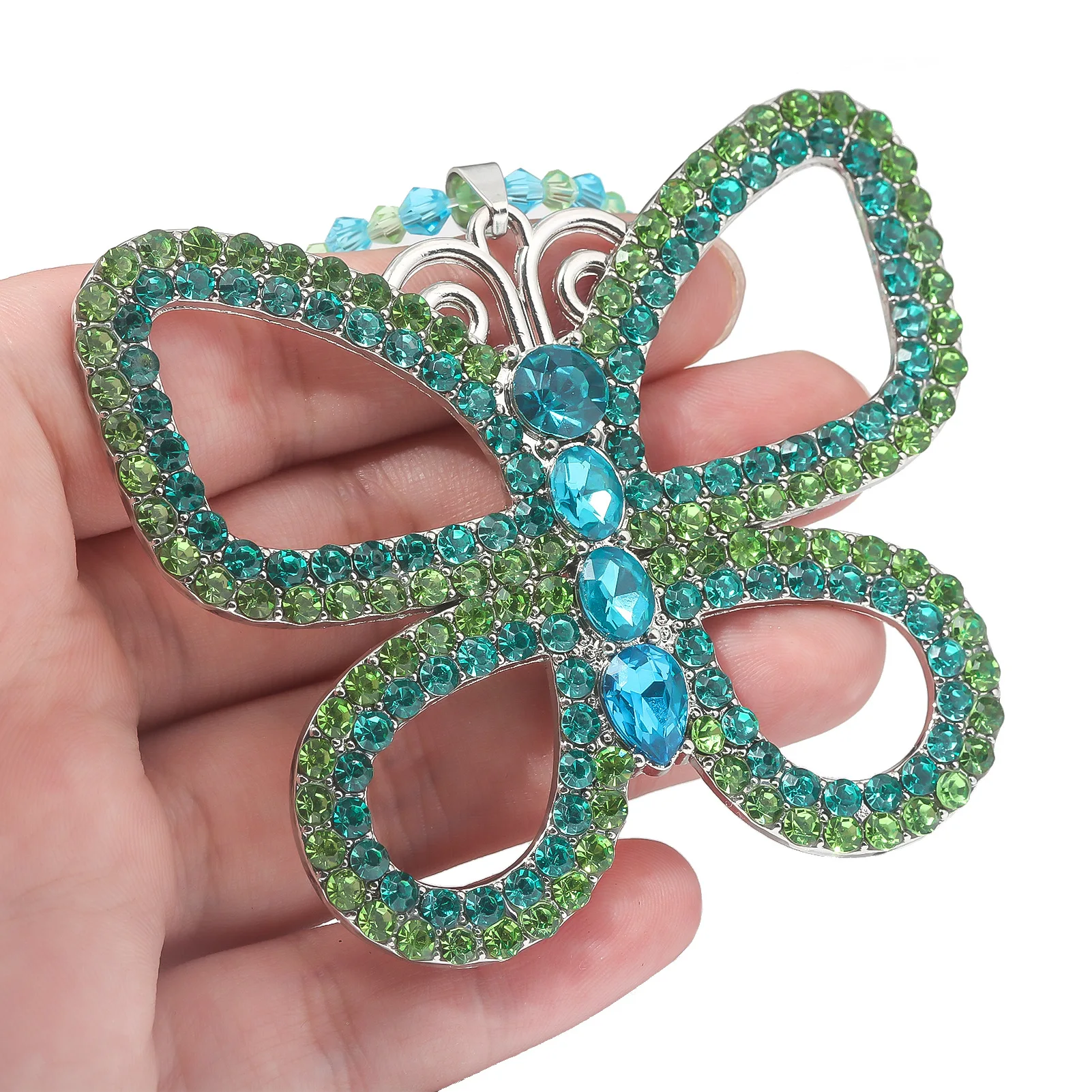 Зеленый большой бант для девочек кулон с драгоценными камнями преувеличенное