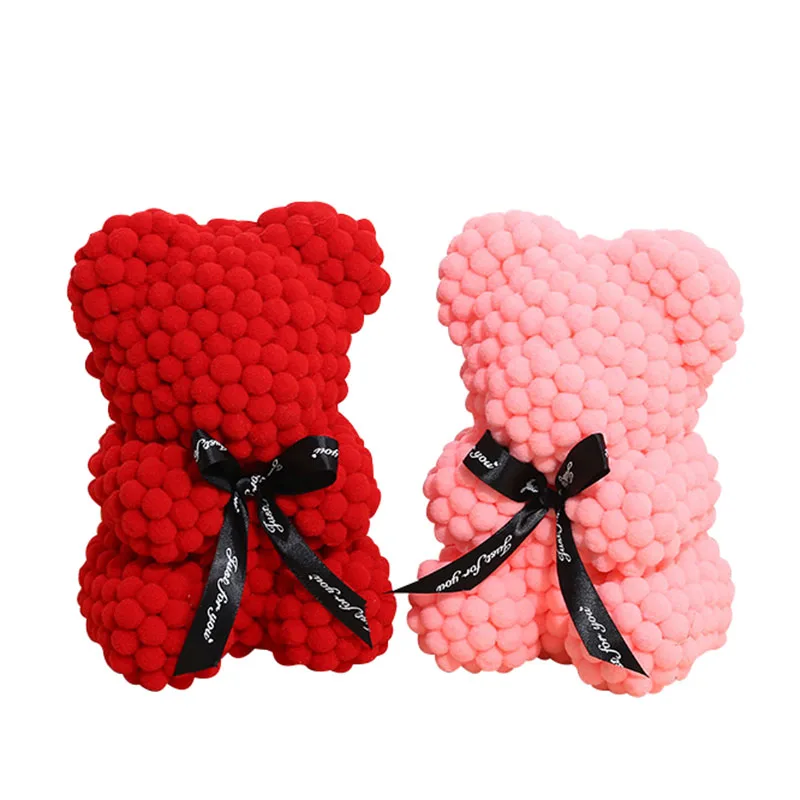 

Soft Pompom 20cm teddy bear Valentine gift W bowtie kids DIY gifts easter mother's day Its a boy girl baby birthday home decor