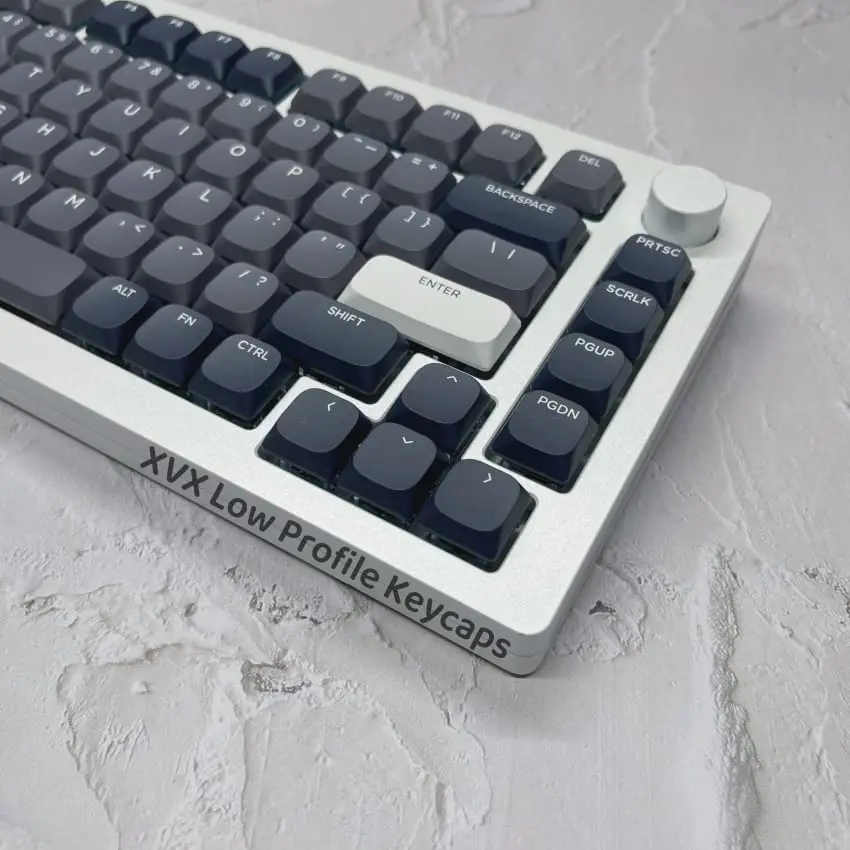 

144 Key Grey White Slim Keycaps PBT Low Profile Keycap for 60% 65% 75% 100% Gateron Cherry MX Switches Gamer Mechanical Keyboard