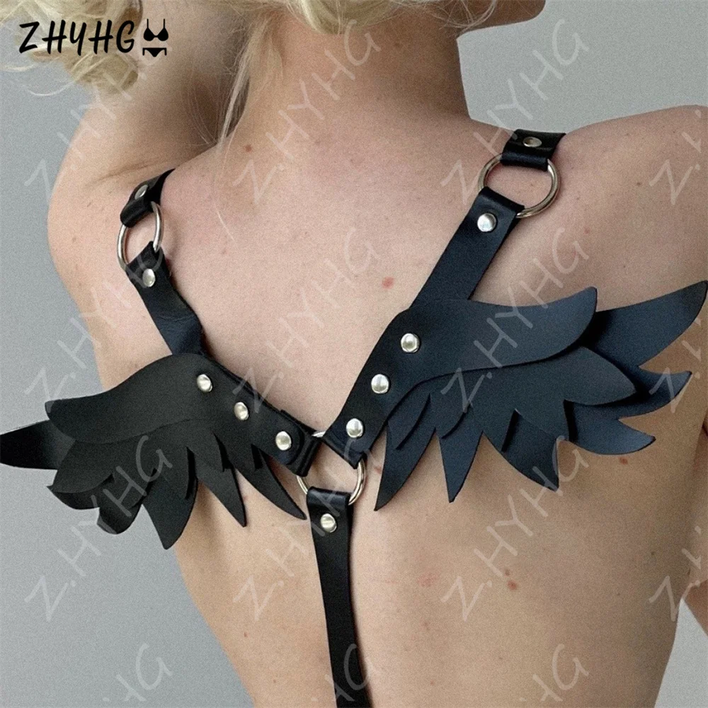 

Женское нижнее белье, сексуальный кожаный ремень с подвязками в готическом стиле с крыльями ангела, эластичный пояс в стиле Харадзюку, пояс ...