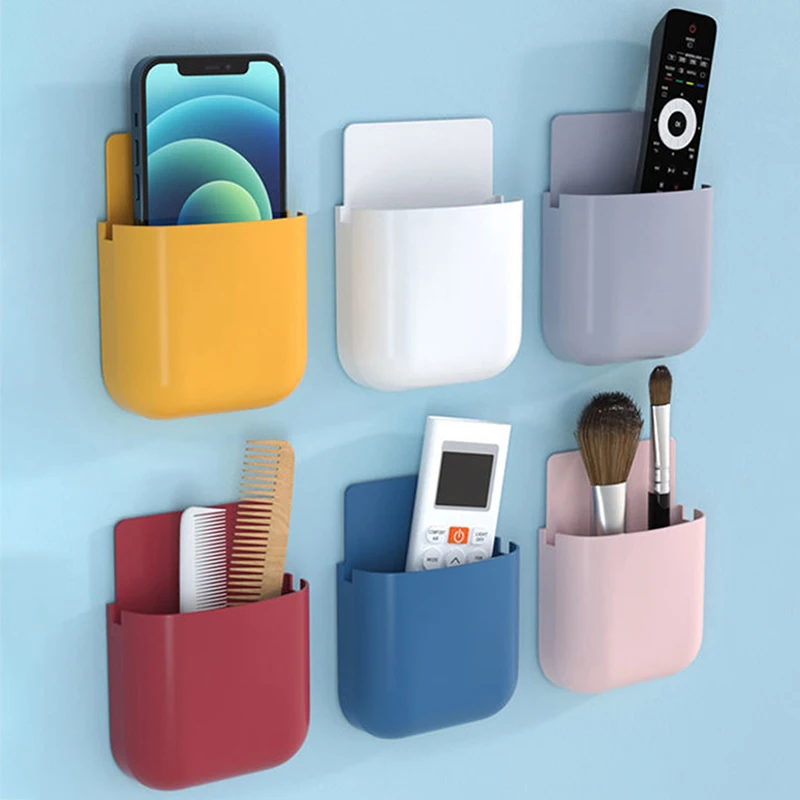 

TV Remote Control Storage Box Air Conditioner Storage Case Mobile Phone Plug Holder Stand Container Wall Mounted Organizer