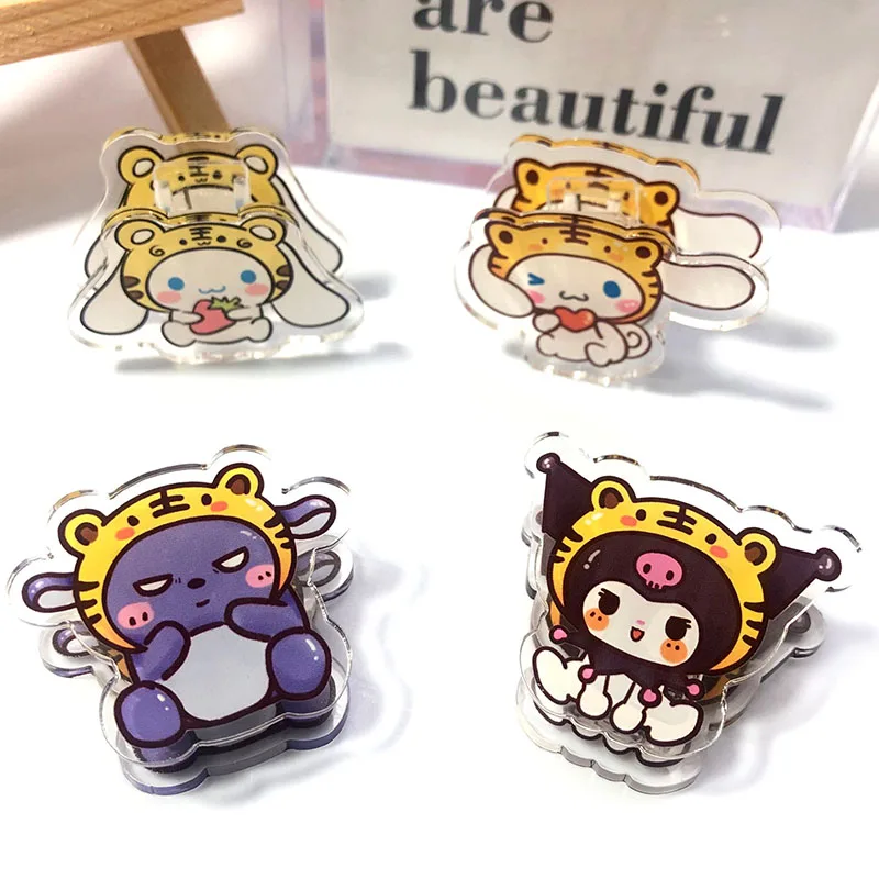 

Kawaii Sanrio Cinnamoroll Kuromi Folder Acrylic Cartoon Anime Doll Test Paper Clip Note Clip Student Office Supplies Toy Gift