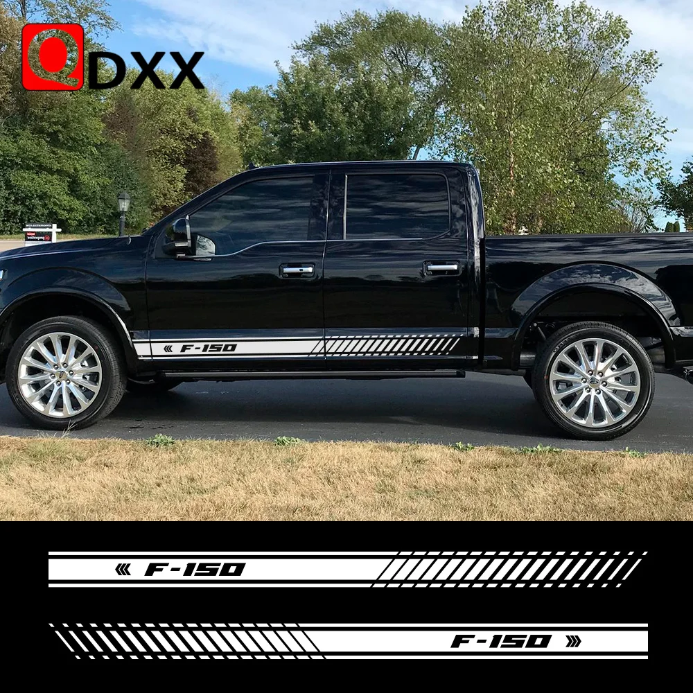 

Для Ford F150 F-150 стильная Автомобильная дверь Двусторонняя юбка Наклейка Виниловые наклейки для кузова гоночная Полоса Автомобильный внешний ...