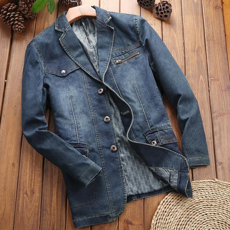 

's Vintage Style Men Jeans Jackets Brand Designer Spring Autumn Season Mens Denim Jacket and Coats Plus Size 3XL Outwear C2106