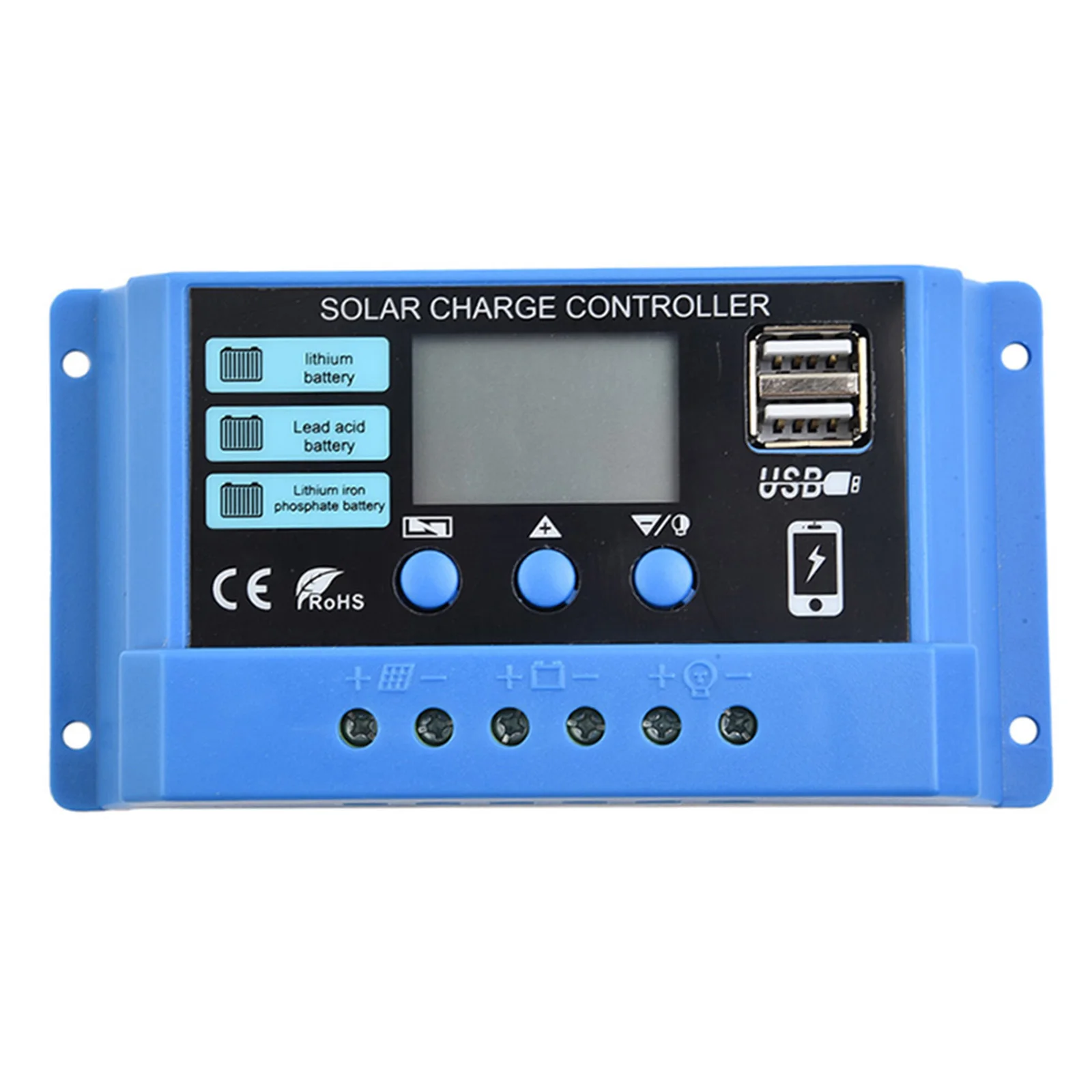 

2pcs/set Solar Controller Energy Supplies Connector PVC Pwm Photovoltaic System Solar Charging Controller Solar Controller