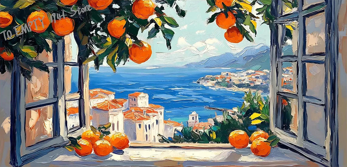 

Вид на море, красивый пейзаж, постер, большой размер, настенный декор, Санторини, прибрежный холст, принты, эстетическое настенное художественное украшение