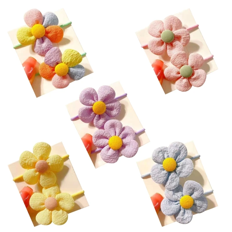 

2PCS Flower Hair Rope Set for Girls Children Sweet Hair Bands Elastic Rubber Bands Kindergarten Girls Ponytail Holder