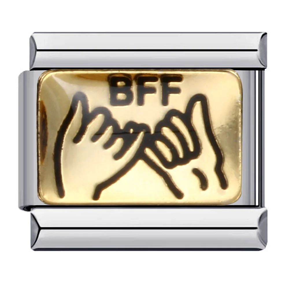 Фото Новые модные украшения BFF для лучшего друга на выпускной, имитация итальянских звеньев, подходит для браслета 9 мм, изготовление ювелирных изделий из нержавеющей стали «сделай сам» №4
