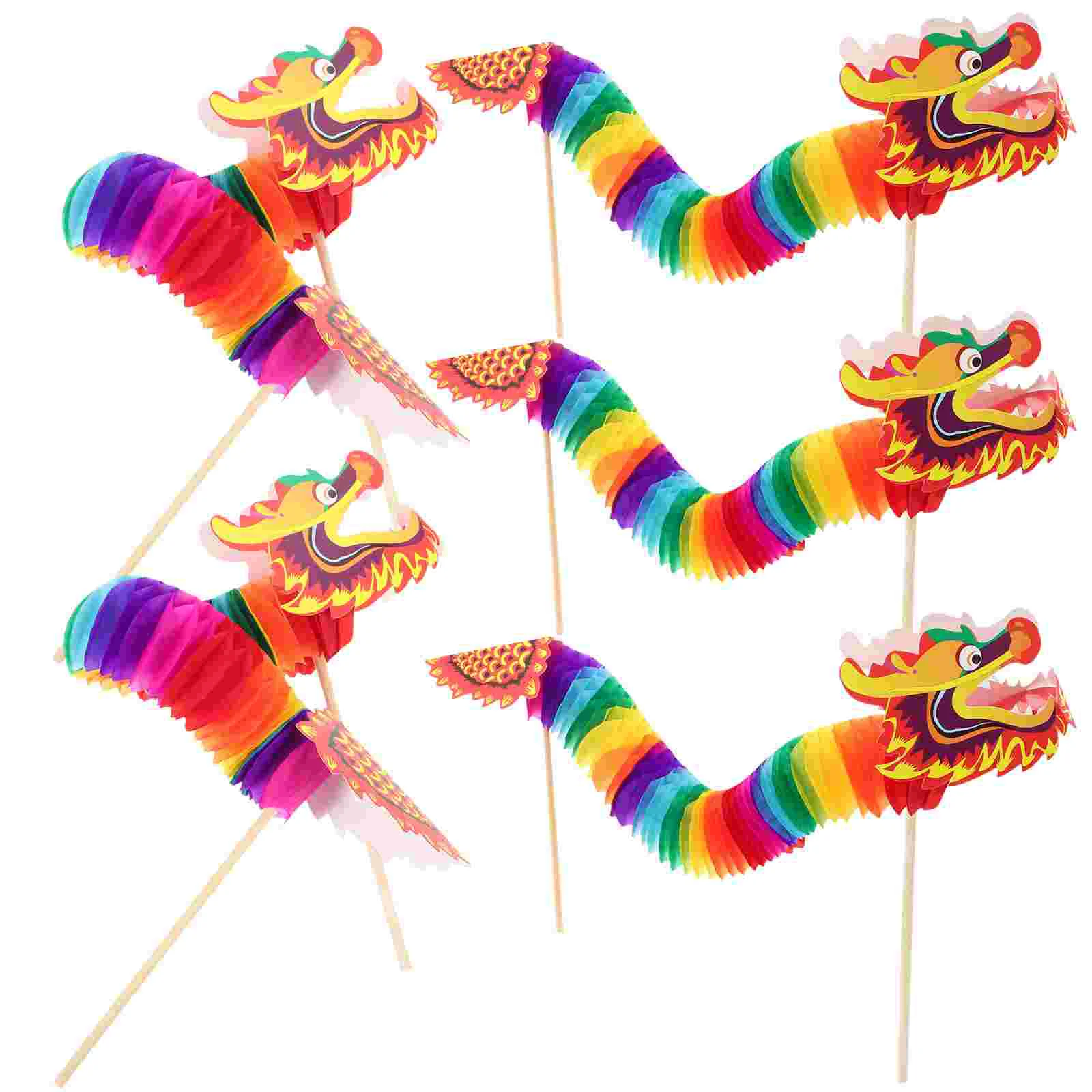 

5 Pcs Home Decor Dragon Decorations Photo Props Party Paper New Year Hand Holding Chinese Years Child