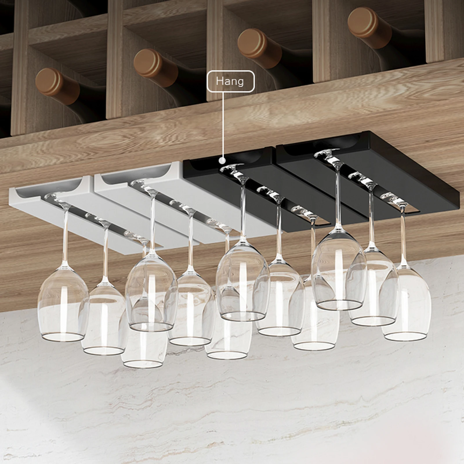 

Wine Glass Rack Wall Mounted Kitchen Cup Holder Multi-function Classification Hanging Glass Cup Rack Kitchen Cupboard Organizer