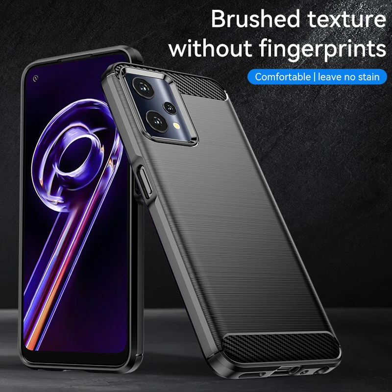 For Realme Q5 Case Silicone Carbon Fiber Shield Soft Protective Case For Realme Q5 Case For Realme Q5 Cover Bumper