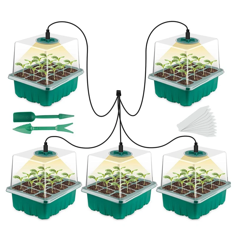 

2X Seed Starter Tray Kit, Plant Germination Starter Kit Seed Starter Kit With Humidity Dome And Base For Greenhouse Grow