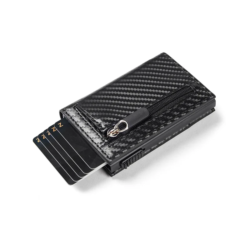 2023 New Rfid Card Holder Wallets Customized Name Carbon Fiber Cards Holder Slim Mini Wallet With Coins Money Pocket Men Purses